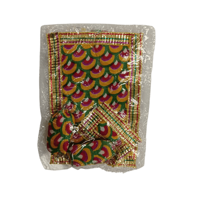 Dev Aasan with small cushion and 2 load (1pack) - Dev Aasan Yellow and green (10cmx15cm) with small cushion and 2 load