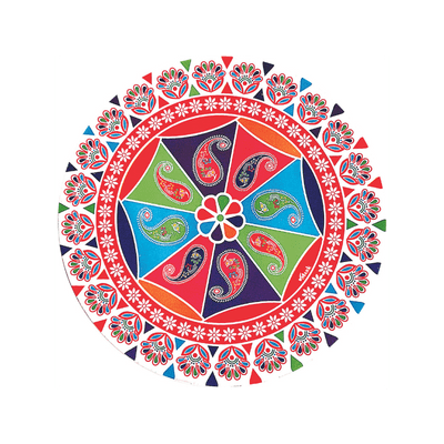 Rangoli Round Sticker (1PC) (Diwali / Dipawali) - Rangoli Round Sticker (1PC) 9.5" No.2