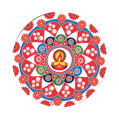Rangoli Round Sticker (1PC) (Diwali / Dipawali) - Rangoli Round Sticker (1PC) 9.5" No.3