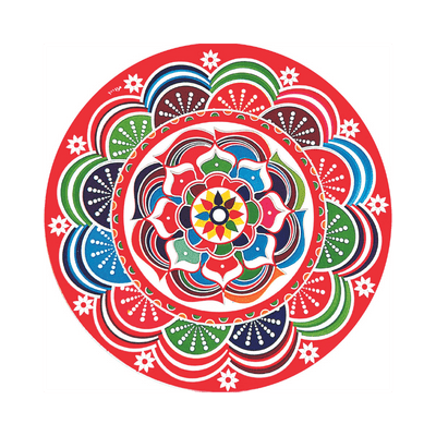 Rangoli Round Sticker (1PC) (Diwali / Dipawali) - Rangoli Round Sticker (1PC) 9.5" No.4