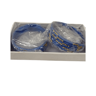 Glass Bangles (1 set )(Size 2.6/ 2.8/ 2.10/ 2.12) - Blue Glass Bangles ( 12pcs set , Size 2.8)