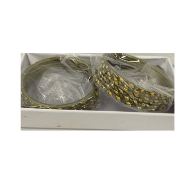 Glass Bangles (1 set )(Size 2.6/ 2.8/ 2.10/ 2.12) - Mehendi Green Glass Bangles ( 12pcs set , Size 2.8)