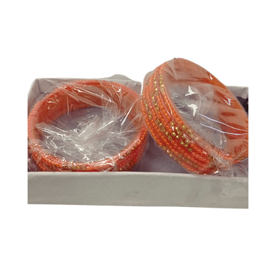 Glass Bangles (1 set )(Size 2.6/ 2.8/ 2.10/ 2.12) - Peach Glass Bangles ( 12pcs set , Size 2.6)