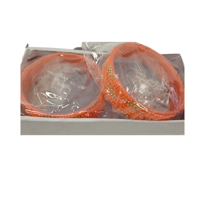 Glass Bangles (1 set )(Size 2.6/ 2.8/ 2.10/ 2.12) - Peach Glass Bangles ( 12pcs set , Size 2.8)