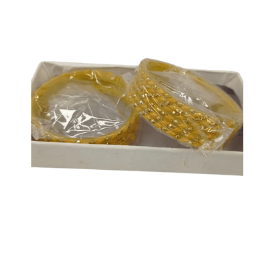 Glass Bangles (1 set )(Size 2.6/ 2.8/ 2.10/ 2.12) - Yellow Glass Bangles ( 12pcs set , Size 2.8)