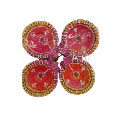 Decorated Diya (4pc, Set) Diwali - Decorated Diya (4pc, Set no.4)