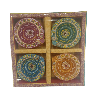 Decorated Diya (4pc, Set) Diwali - Decorated Diya (4pc, Set no.7)