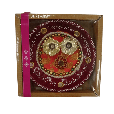 Decorated Pooja Thali (1pc) - Decorated Pooja Thali (Small Dark Brown)