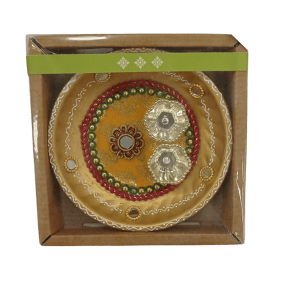 Decorated Pooja Thali (1pc) - Decorated Pooja Thali (Small Golden)