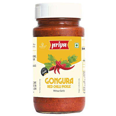 Gongura Red Chilli Pickle (Without Garlic) (300g) Priya