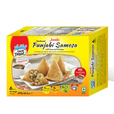 Frozen Punjabi Samosa (6pc) Jumbo (470g) Vadilal