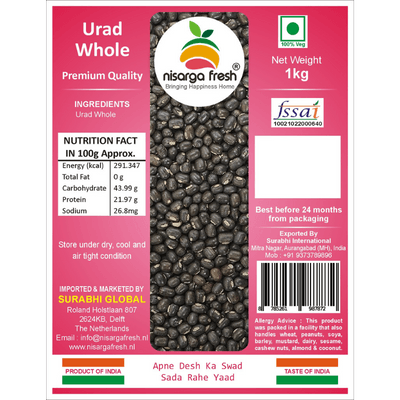 Urad Whole Black (Premium) (1kg) Nisarga Fresh