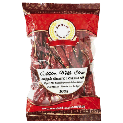 Red Chillies Whole (Stem) (100g) Annam