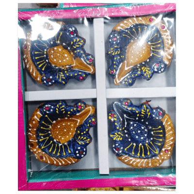 Decorated Diya (4pc, Set) Diwali - Decorated Diya (4pc, Set no.9)