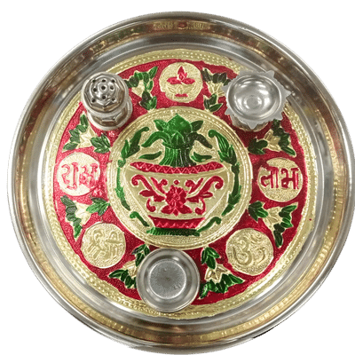 Pooja Thali Shubh Labh 27cm diameter (1pc)